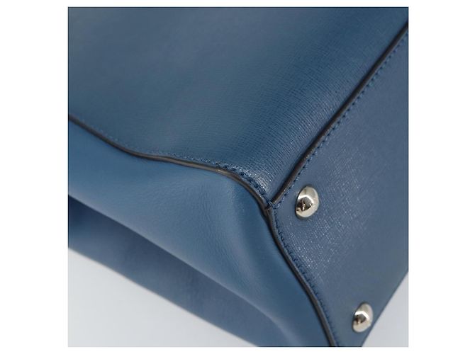 FENDI Sac à main To joule en cuir 2 en 1 Bleu Or Auth 165976 Doré - vue 13