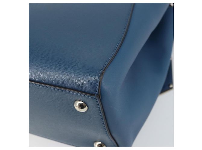 FENDI Sac à main To joule en cuir 2 en 1 Bleu Or Auth 165976 Doré - vue 14