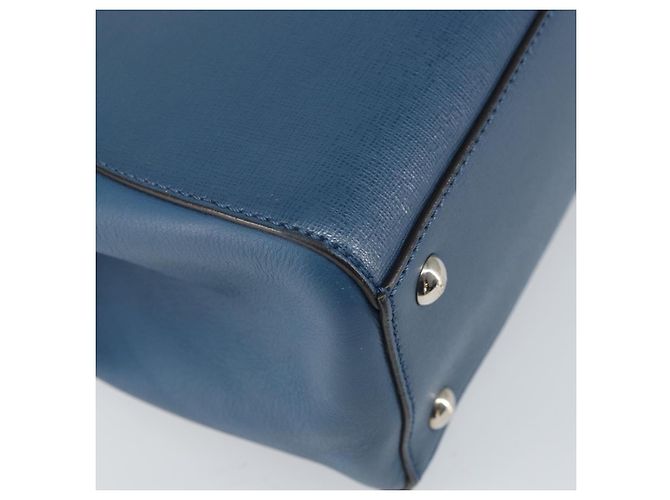 FENDI Sac à main To joule en cuir 2 en 1 Bleu Or Auth 165976 Doré - vue 15