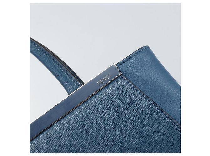 FENDI Sac à main To joule en cuir 2 en 1 Bleu Or Auth 165976 Doré - vue 17