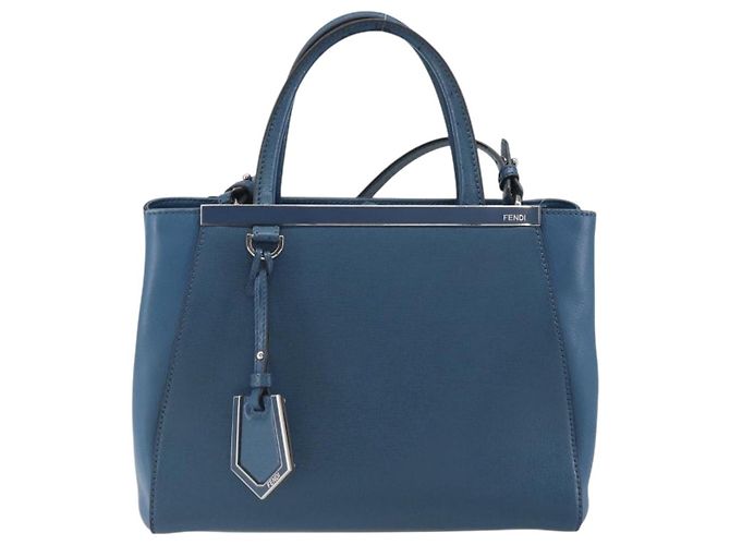 FENDI Sac à main To joule en cuir 2 en 1 Bleu Or Auth 165976 Doré - vue 2