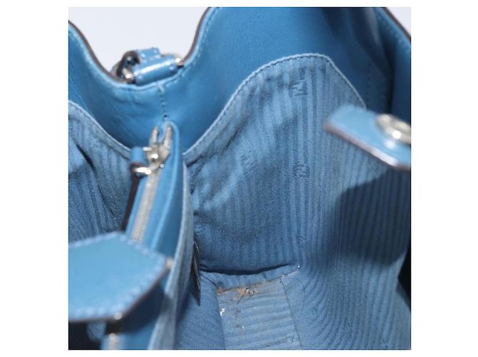 FENDI Sac à main To joule en cuir 2 en 1 Bleu Or Auth 165976 Doré - vue 21