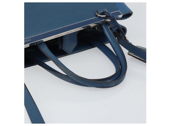 FENDI Sac à main To joule en cuir 2 en 1 Bleu Or Auth 165976 Doré - vue 7