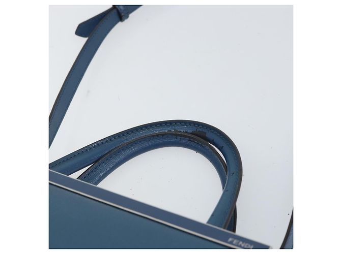 FENDI Sac à main To joule en cuir 2 en 1 Bleu Or Auth 165976 Doré - vue 8