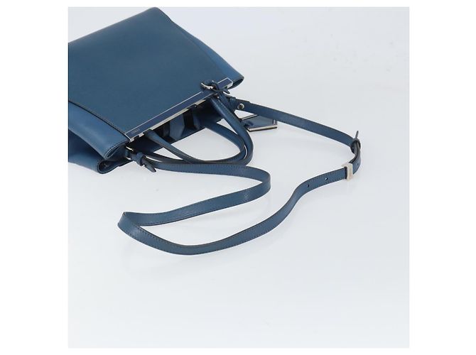 FENDI Sac à main To joule en cuir 2 en 1 Bleu Or Auth 165976 Doré - vue 9
