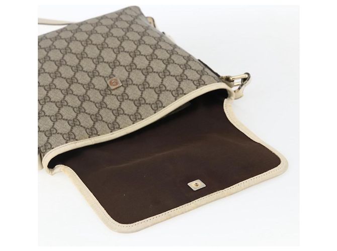 Gucci Borsa a Spalla GG Supreme PVC Beige Oro 223666 Auth 170280 D'oro - vista 14