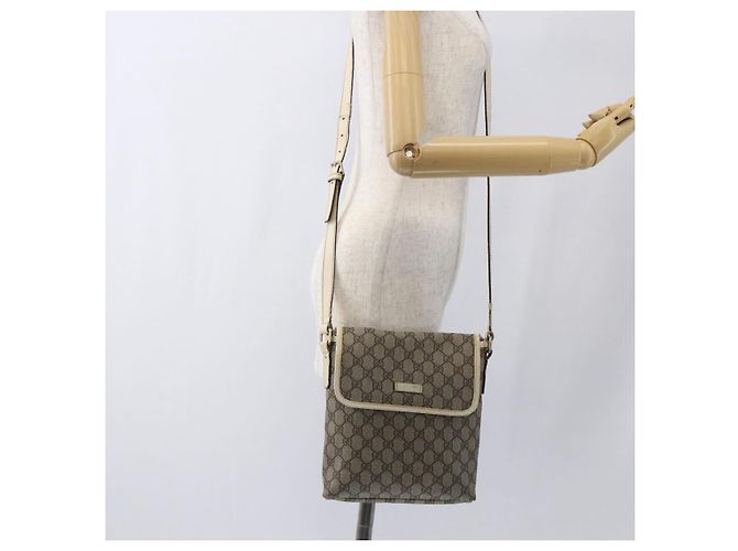 Gucci Borsa a Spalla GG Supreme PVC Beige Oro 223666 Auth 170280 D'oro - vista 21