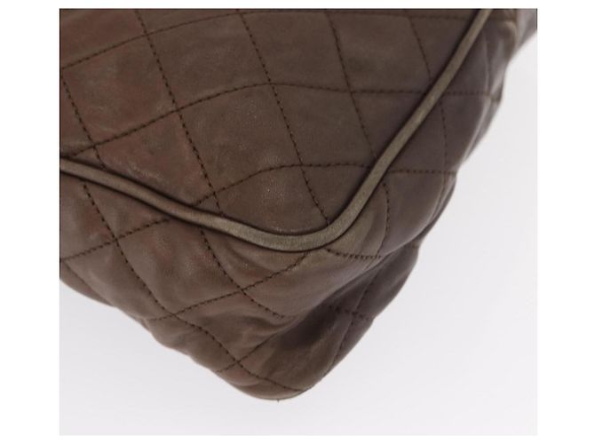 CHANEL Matelassé COCO Marca Borsa a Spalla Pelle Marrone Oro CC Auth hk3336 D'oro - vista 10