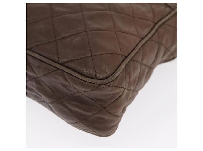 CHANEL Matelassé COCO Marca Borsa a Spalla Pelle Marrone Oro CC Auth hk3336 D'oro - vista 11