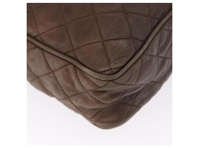 CHANEL Matelassé COCO Marca Borsa a Spalla Pelle Marrone Oro CC Auth hk3336 D'oro - vista 12