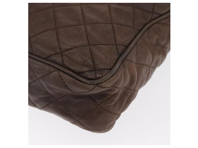 CHANEL Matelassé COCO Marca Borsa a Spalla Pelle Marrone Oro CC Auth hk3336 D'oro - vista 13
