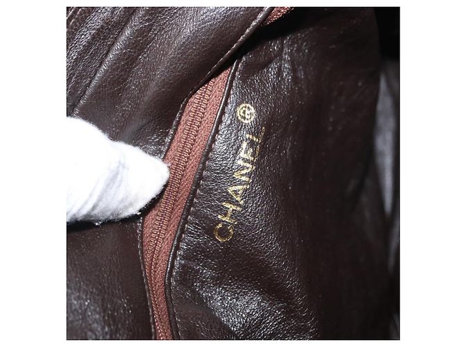 CHANEL Matelassé COCO Marca Borsa a Spalla Pelle Marrone Oro CC Auth hk3336 D'oro - vista 15