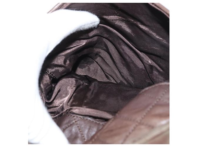 CHANEL Matelassé COCO Marca Borsa a Spalla Pelle Marrone Oro CC Auth hk3336 D'oro - vista 19