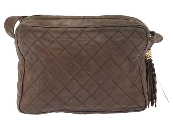 CHANEL Matelassé COCO Marca Borsa a Spalla Pelle Marrone Oro CC Auth hk3336 D'oro - vista 3