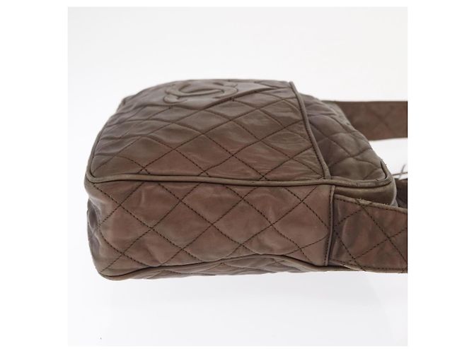 CHANEL Matelassé COCO Marca Borsa a Spalla Pelle Marrone Oro CC Auth hk3336 D'oro - vista 4