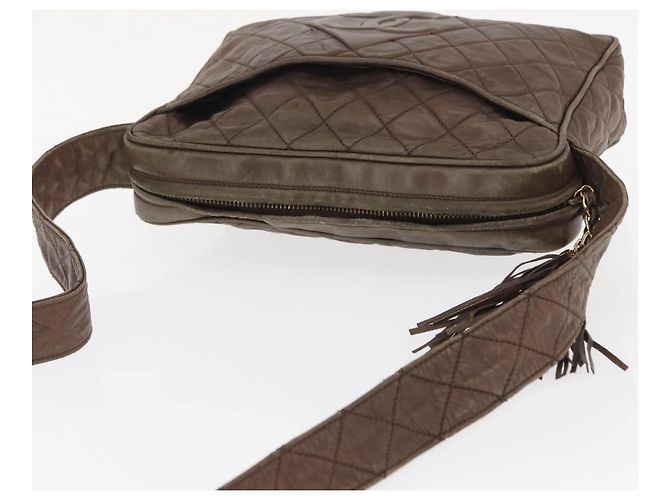 CHANEL Matelassé COCO Marca Borsa a Spalla Pelle Marrone Oro CC Auth hk3336 D'oro - vista 6