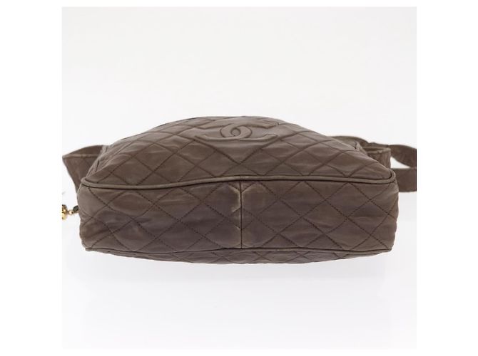 CHANEL Matelassé COCO Marca Borsa a Spalla Pelle Marrone Oro CC Auth hk3336 D'oro - vista 9
