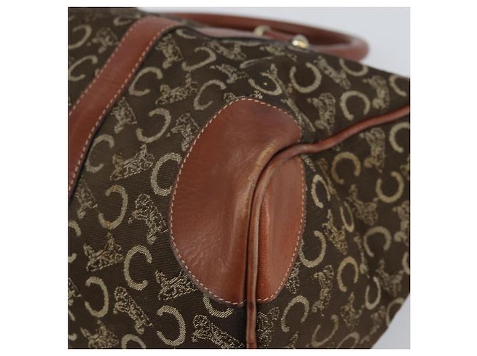 Céline Borsa a mano in tela Macadam C di CELINE con motivo carrozza, marrone e oro, autentica gh1632 - vista 10