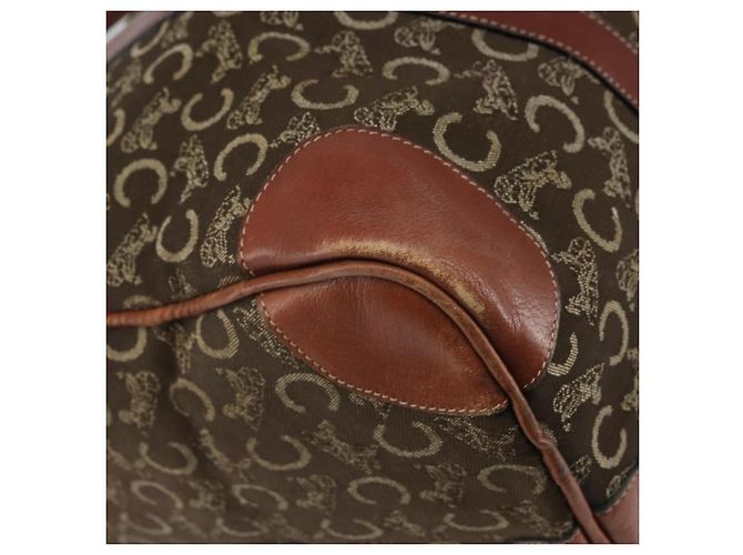 Céline Borsa a mano in tela Macadam C di CELINE con motivo carrozza, marrone e oro, autentica gh1632 - vista 11