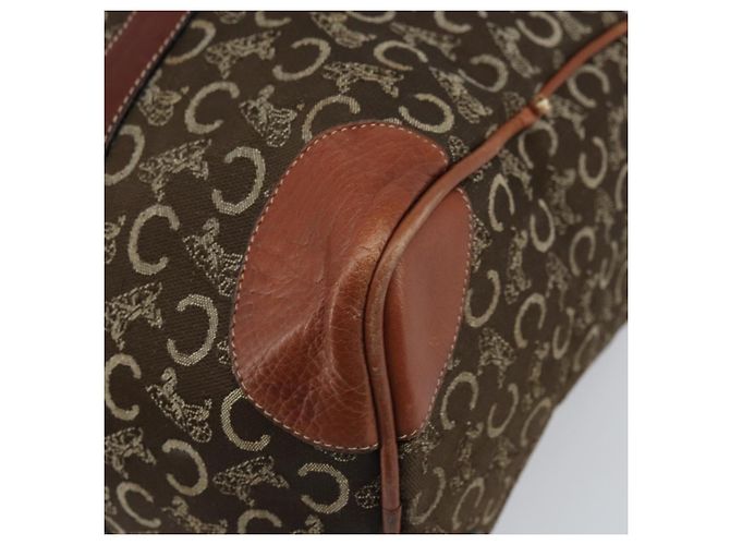 Céline Borsa a mano in tela Macadam C di CELINE con motivo carrozza, marrone e oro, autentica gh1632 - vista 12