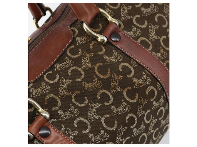 Céline Borsa a mano in tela Macadam C di CELINE con motivo carrozza, marrone e oro, autentica gh1632 - vista 14