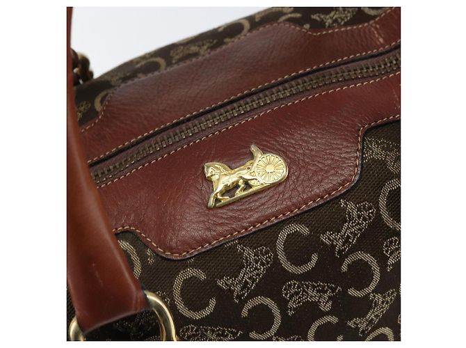 Céline Borsa a mano in tela Macadam C di CELINE con motivo carrozza, marrone e oro, autentica gh1632 - vista 15