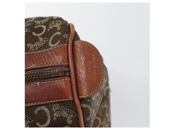 Céline Borsa a mano in tela Macadam C di CELINE con motivo carrozza, marrone e oro, autentica gh1632 - vista 17