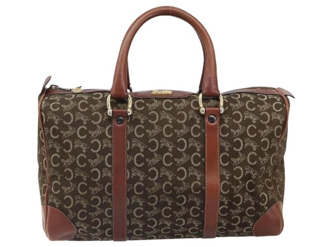 Céline Borsa a mano in tela Macadam C di CELINE con motivo carrozza, marrone e oro, autentica gh1632 - vista 2