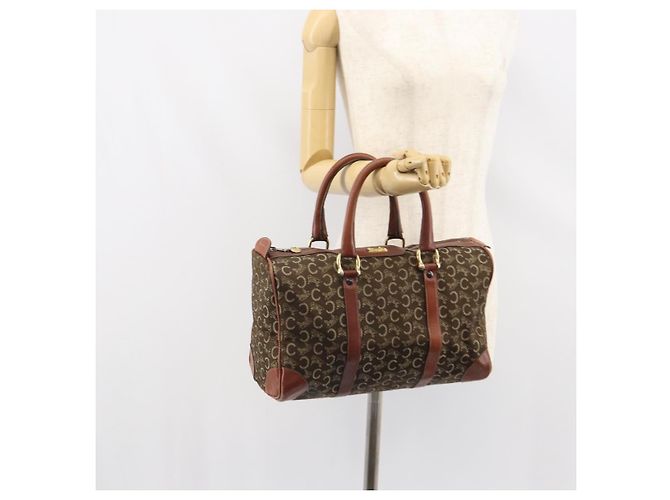 Céline Borsa a mano in tela Macadam C di CELINE con motivo carrozza, marrone e oro, autentica gh1632 - vista 23