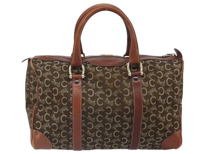Céline Borsa a mano in tela Macadam C di CELINE con motivo carrozza, marrone e oro, autentica gh1632 - vista 3