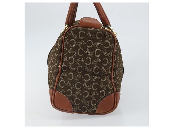 Céline Borsa a mano in tela Macadam C di CELINE con motivo carrozza, marrone e oro, autentica gh1632 - vista 4
