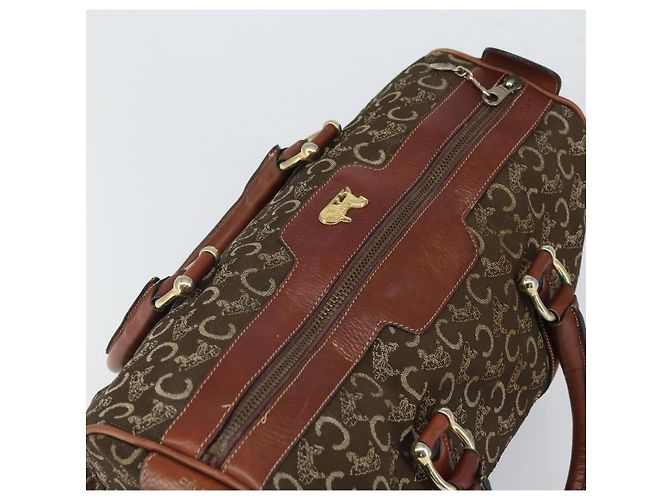 Céline Borsa a mano in tela Macadam C di CELINE con motivo carrozza, marrone e oro, autentica gh1632 - vista 6