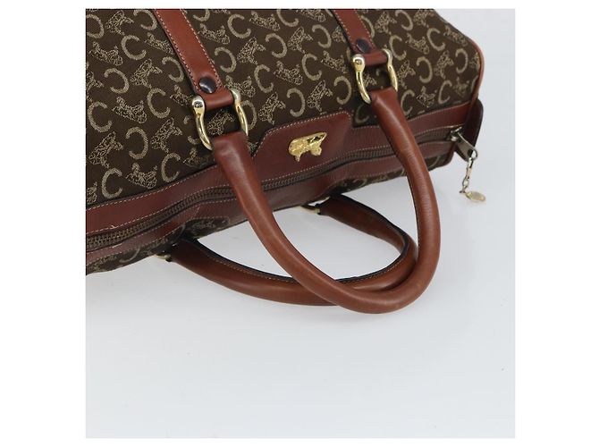 Céline Borsa a mano in tela Macadam C di CELINE con motivo carrozza, marrone e oro, autentica gh1632 - vista 7