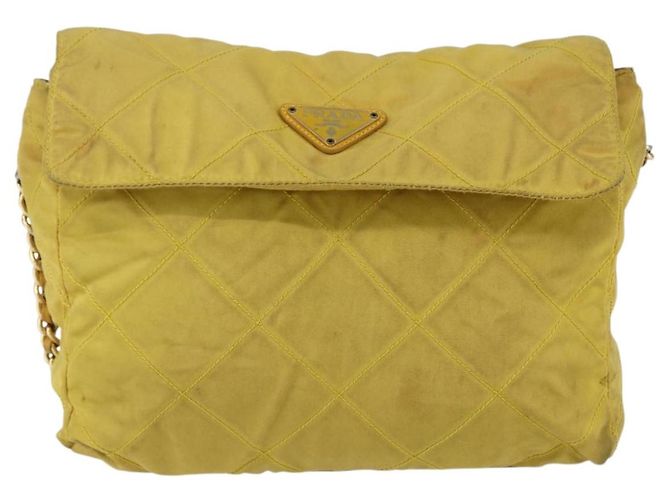 PRADA Borsa a Spalla con Catena Nylon Giallo Oro Auth bs33172 D'oro - vista 2