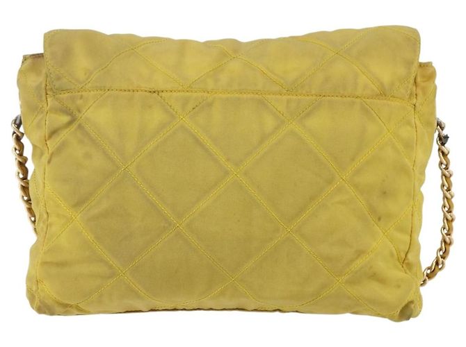 PRADA Borsa a Spalla con Catena Nylon Giallo Oro Auth bs33172 D'oro - vista 3