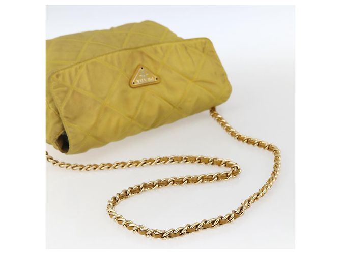 PRADA Borsa a Spalla con Catena Nylon Giallo Oro Auth bs33172 D'oro - vista 7