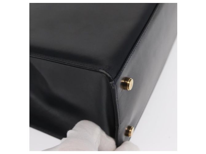 Bolsa de Ombro Vala Ribbon em Couro Azul Marinho e Ouro Auth 170410 da Salvatore Ferragamo Dourado - vista 10