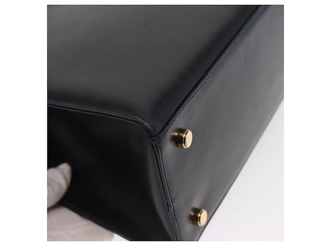Bolsa de Ombro Vala Ribbon em Couro Azul Marinho e Ouro Auth 170410 da Salvatore Ferragamo Dourado - vista 12