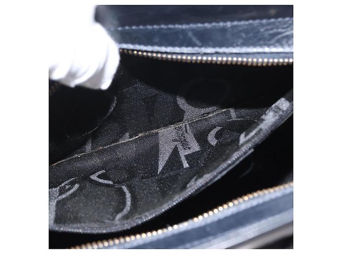 Bolsa de Ombro Vala Ribbon em Couro Azul Marinho e Ouro Auth 170410 da Salvatore Ferragamo Dourado - vista 21