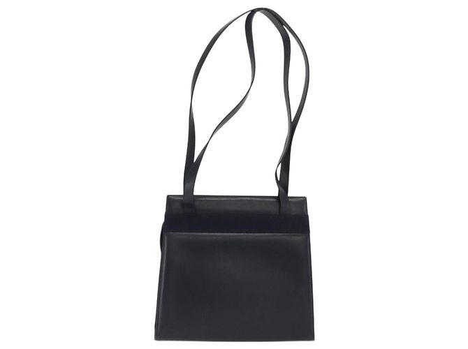 Bolsa de Ombro Vala Ribbon em Couro Azul Marinho e Ouro Auth 170410 da Salvatore Ferragamo Dourado - vista 3