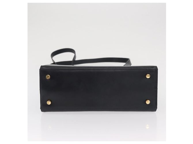 Bolsa de Ombro Vala Ribbon em Couro Azul Marinho e Ouro Auth 170410 da Salvatore Ferragamo Dourado - vista 9