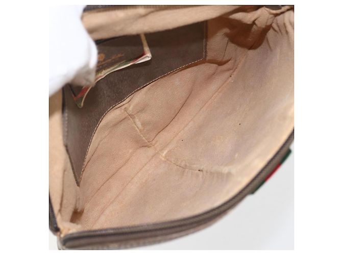 Borsa Sherry Line GG Supreme Web di GUCCI in PVC beige e oro 904 02 047 Auth ka2077 D'oro - vista 16