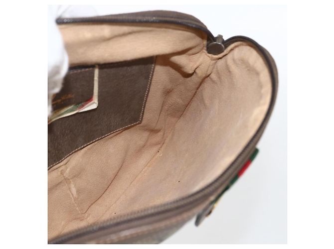 Borsa Sherry Line GG Supreme Web di GUCCI in PVC beige e oro 904 02 047 Auth ka2077 D'oro - vista 17