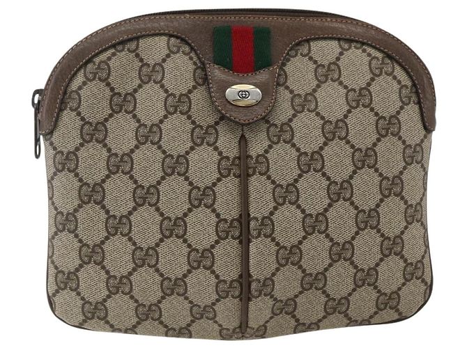 Borsa Sherry Line GG Supreme Web di GUCCI in PVC beige e oro 904 02 047 Auth ka2077 D'oro - vista 2