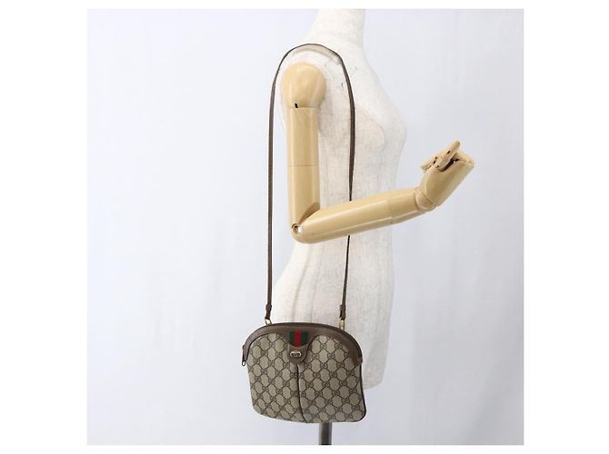 Borsa Sherry Line GG Supreme Web di GUCCI in PVC beige e oro 904 02 047 Auth ka2077 D'oro - vista 21
