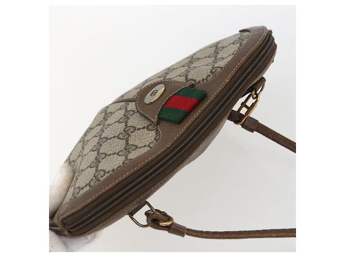 Borsa Sherry Line GG Supreme Web di GUCCI in PVC beige e oro 904 02 047 Auth ka2077 D'oro - vista 6