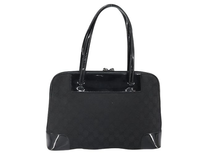 Bolso Tote GG Canvas Gucci Negro Dorado 002 1122 3444 Auth 170298 - vista 3