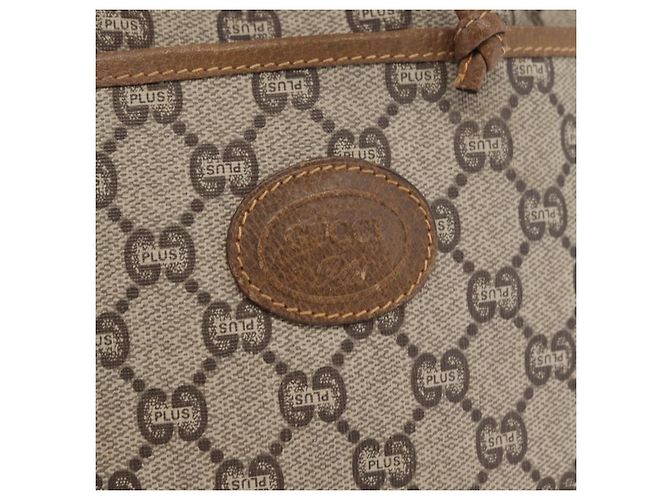 Borsa a Spalla GUCCI GG Plus Supreme PVC Beige Oro Auth ka2009 D'oro - vista 15