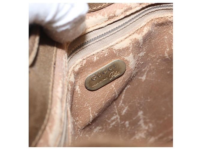 Borsa a Spalla GUCCI GG Plus Supreme PVC Beige Oro Auth ka2009 D'oro - vista 16