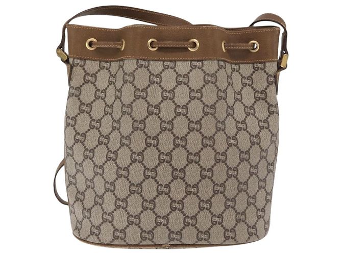 Borsa a Spalla GUCCI GG Plus Supreme PVC Beige Oro Auth ka2009 D'oro - vista 3